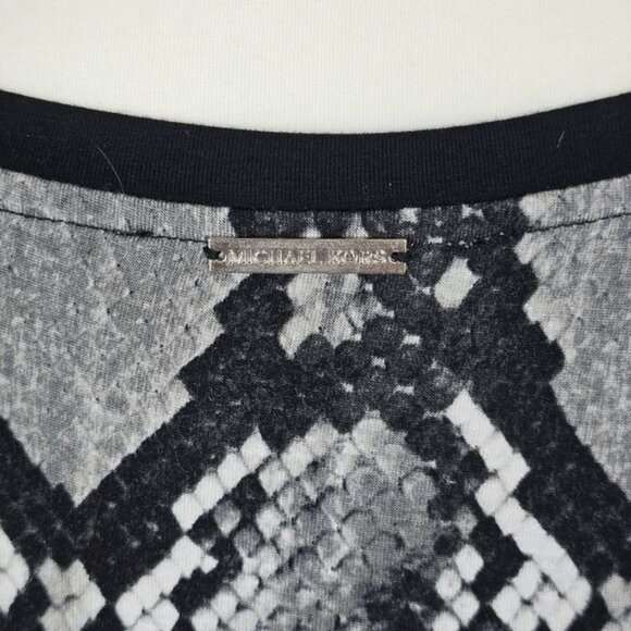 Michael Kors Snake Print Tunic Sz M Sheer Chiffon Trim Flowy Boho High Low - Picture 4 of 6